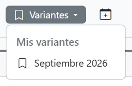 Menú Variantes con Mis variantes
